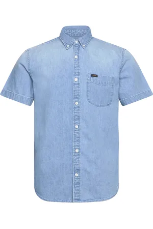 Lee Lee Button Down Ss Tops Shirts Denim Shirts Blue