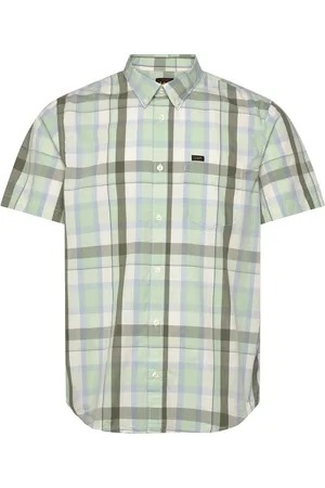 Lee Lee Button Down Ss Tops Shirts Short-sleeved Shirts Green