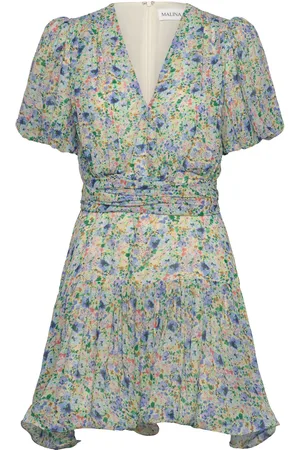 By Malina L V-Neck Chiffong Mini Dress Designers Summer Dresses Multi/patterned