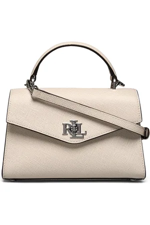 Ralph Lauren Crosshatch Leather Small Farrah Satchel Bags Crossbody Bags Cream