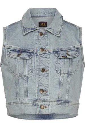Lee Cropped Rider Vest Vests Denim Vests Blue