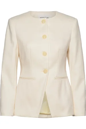 By Malina Nilla Round Neck Fitted Blazer Designers White