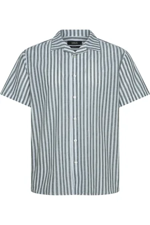 Clean Cut Giles Bowling Striped Shirt S/S Tops Shirts Short-sleeved Blue