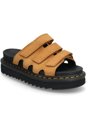 Dr. Martens Raine Slide Tan Vt Eh Suede Shoes Sandals Flat Sandals Brown