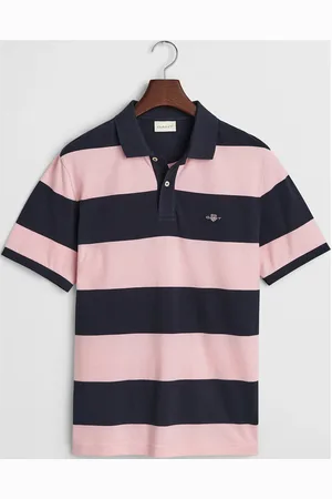 GANT Block Stripe Polo Tops Polos Short-sleeved Pink