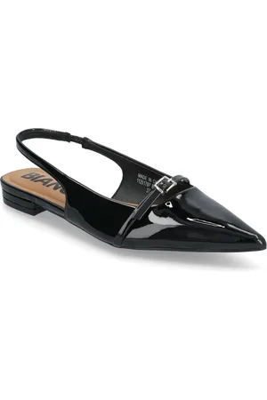 Bianco Biabari Pointy Flat Slingback Faux Leather Shoes Slingbacks Flat Slingbacks Black