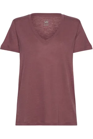 Lee V Neck Tee Tops T-shirts & Tops Short-sleeved Burgundy