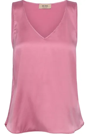 Mos Mosh Mmastrid V-Neck Silk Tank Top Tops Blouses Sleeveless Pink