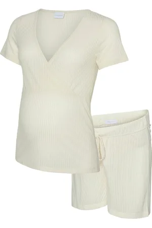 Mama;licious Mlpansy Lia Ss Jrs Pyjamas Set 2F Pyjama Cream