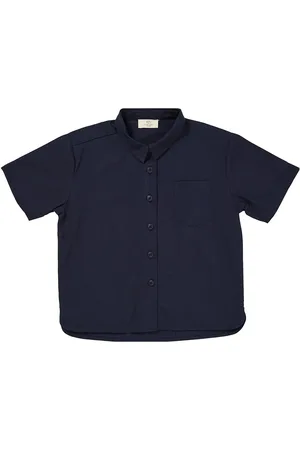 Copenhagen Colors Poplin Ss Shirt Tops Shirts Short-sleeved Shirts Navy