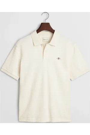 GANT Texture Stripe Polo Tops Polos Short-sleeved Cream