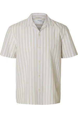 SELECTED Slhrelaxsun Shirt Ss Resort Tops Shirts Short-sleeved Beige