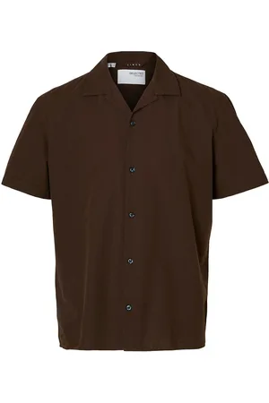 SELECTED Slhrelaxsun Shirt Ss Resort Tops Shirts Short-sleeved Brown