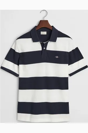 GANT Block Stripe Polo Tops Polos Short-sleeved Black