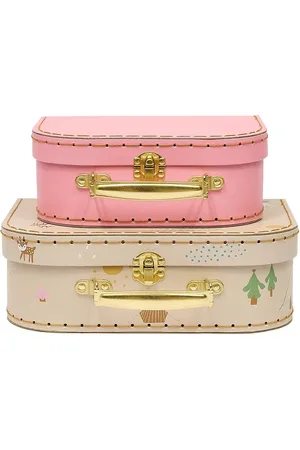 Oyoy Mini Suitcase Friends In The Forest Deer & Duck - Set Of 2 Home Kids Decor Storage Storage Baskets Pink