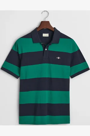 GANT Block Stripe Polo Tops Polos Short-sleeved Green