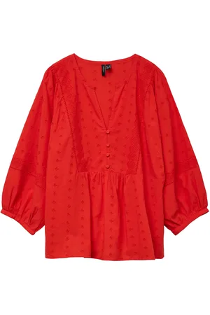 VERO MODA Vmsofie 3/4 V-Neck Top Wvn Ga Tops Blouses Long-sleeved Red