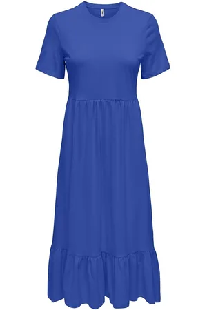 ONLY Onlmay Life S/S Peplum Calf Dress Jrs Polvipituinen Mekko Blue