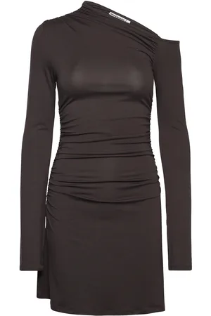 Weekday Gathered Mini Long Sleeve Dress Lyhyt Mekko Brown