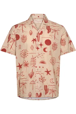Revolution Short-Sleeved Cuban Shirt Tops Shirts Casual Shirts Red
