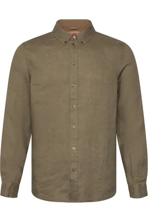 MOS MOSH Gallery Mmgtheo Linen Shirt Tops Shirts Casual Khaki Green