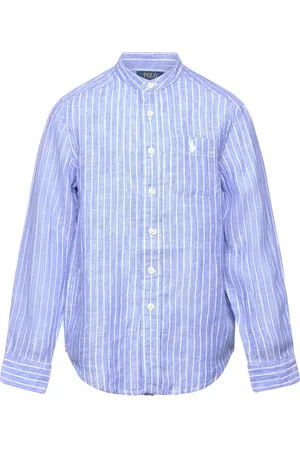 Ralph Lauren Striped Linen Shirt Tops Shirts Long-sleeved Shirts Blue