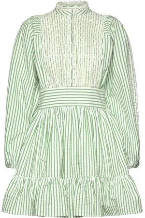 by Ti Mo Seersucker Mini Dress Designers Short Dress Green