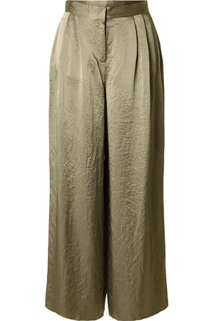 SELECTED Slfselene Hw Wide Pant B Bottoms Trousers Linen Trousers Green