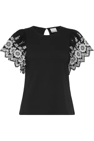 Ichi Ihmalui Ss Tops Blouses Short-sleeved Black