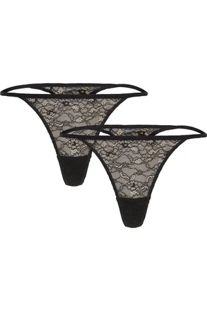 Monki Lace Thong 2-Pack Stringit Alusvaatteet Black