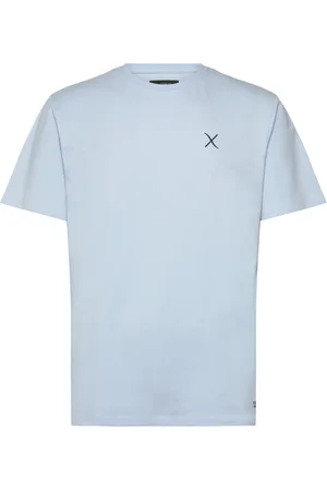 Clean Cut Cross Logo Organic Tee Tops T-shirts Short-sleeved Blue