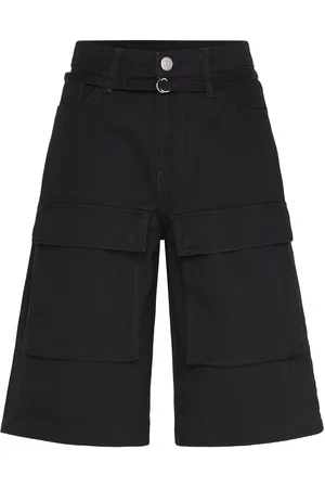 Monki Low Rise Cargo Cotton Twill Jorts Bottoms Shorts Casual Shorts Black