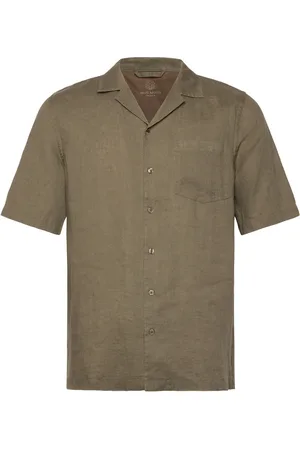MOS MOSH Gallery Mmgtheo Linen Cuban Shirt Tops Shirts Short-sleeved Shirts Khaki Green