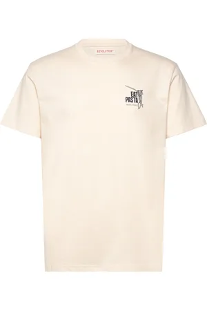 Revolution Printed T-Shirt Tops T-shirts Short-sleeved Cream