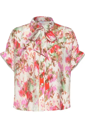 Numph Nuvinnie Ss Bow Shirt Tops Blouses Short-sleeved Pink