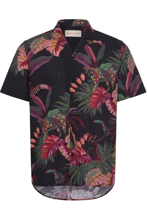 Revolution Short-Sleeved Cuban Shirt Tops Shirts Casual Shirts Black