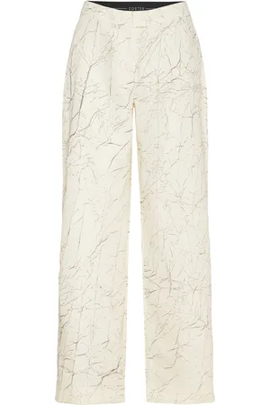 Coster Copenhagen Crinkled Suit Pants - Petra Fit Bottoms Trousers Wide Leg Cream