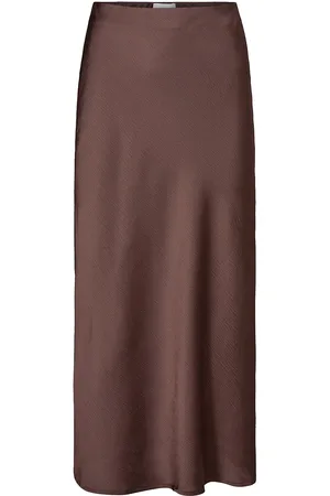 Numph Nuivory Skirt Skirts Satin Skirts Brown