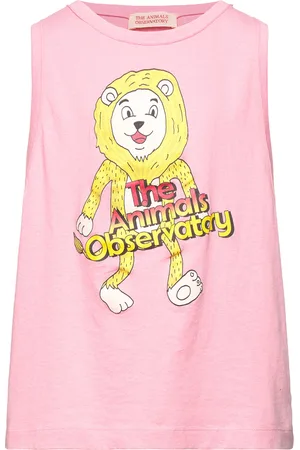 The Animals Observatory Frog Kid Tank Top Pink Tops T-shirts Sleeveless Pink