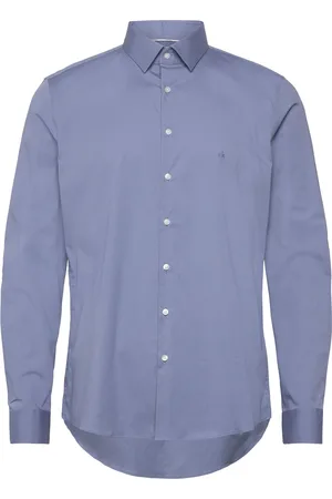 Calvin Klein Poplin Stretch Slim Shirt Tops Shirts Business Blue