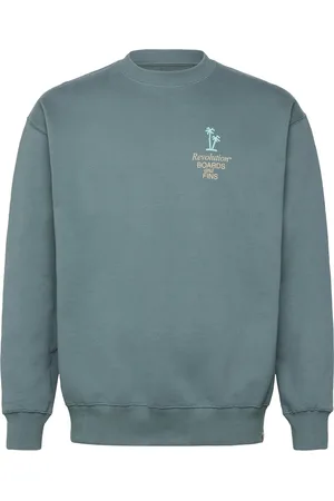 Revolution Printed Crewneck Tops Sweat-shirts & Hoodies Sweat-shirts Blue
