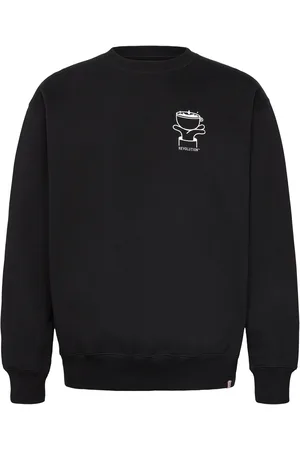 Revolution Printed Crewneck Tops Sweat-shirts & Hoodies Sweat-shirts Black