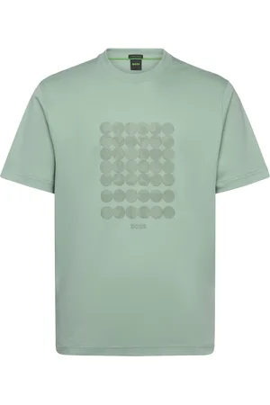 HUGO BOSS Tee Print Striped C Sport T-shirts Short-sleeved Green