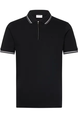Lindbergh Polo Pique W. Zip Tops Polos Short-sleeved Black