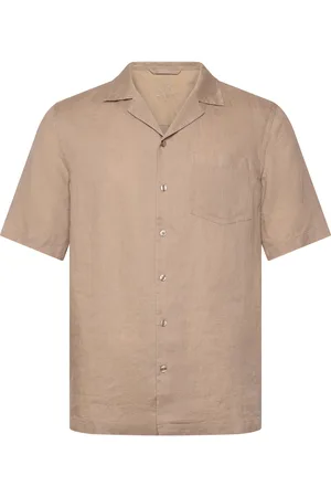 MOS MOSH Gallery Mmgtheo Linen Cuban Shirt Tops Shirts Short-sleeved Shirts Beige