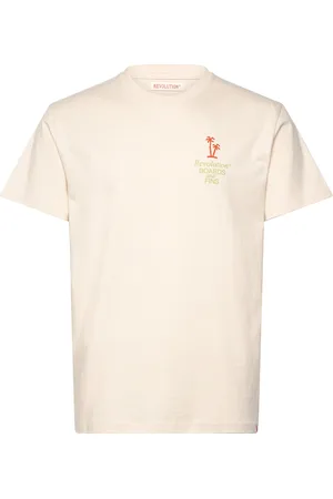 Revolution Printed T-Shirt Tops T-shirts Short-sleeved Cream