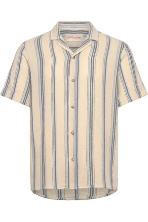 Revolution Short-Sleeved Cuban Shirt Tops Shirts Casual Shirts Beige