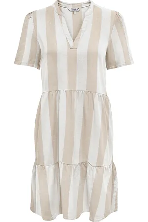 ONLY Onltiri-Caro S/S V-Neck Lin Dress Cc Pnt Lyhyt Mekko Beige