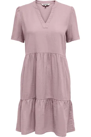 ONLY Onltiri-Caro S/S V-Neck Lin Dress Cc Pnt Lyhyt Mekko Purple