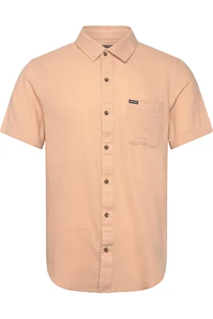 Brixton Charter Org Cttn S/S Wvn Tops Shirts Short-sleeved Shirts Pink